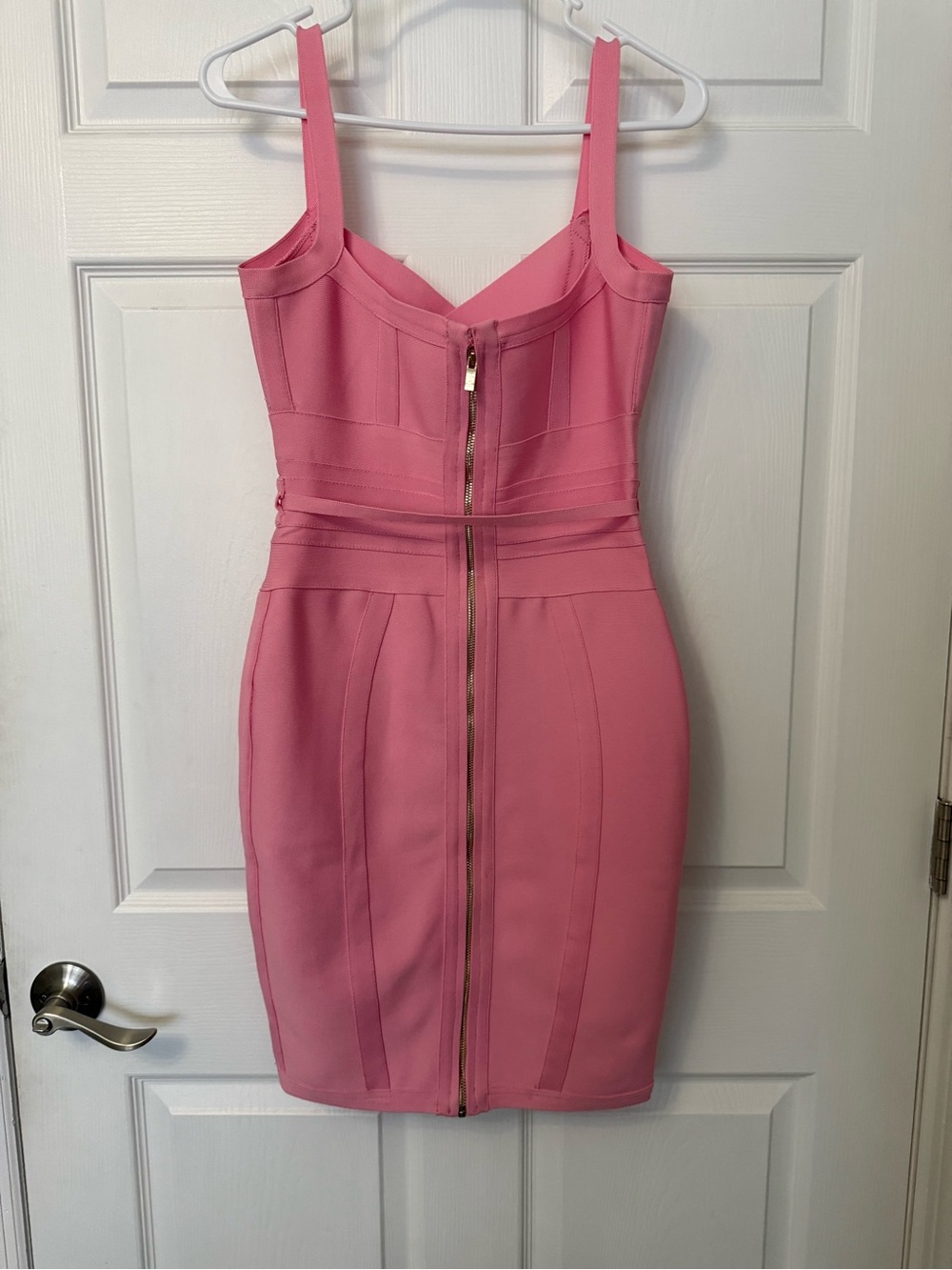 Pink Bodycon Midi Dress with Spaghetti Straps - Picture 6 of 7
